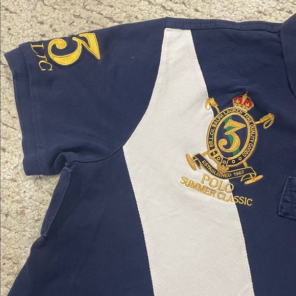 Polo by Ralph Lauren Dark Blue Polo with White and Gold Accents size medium - Picture 4 of 13